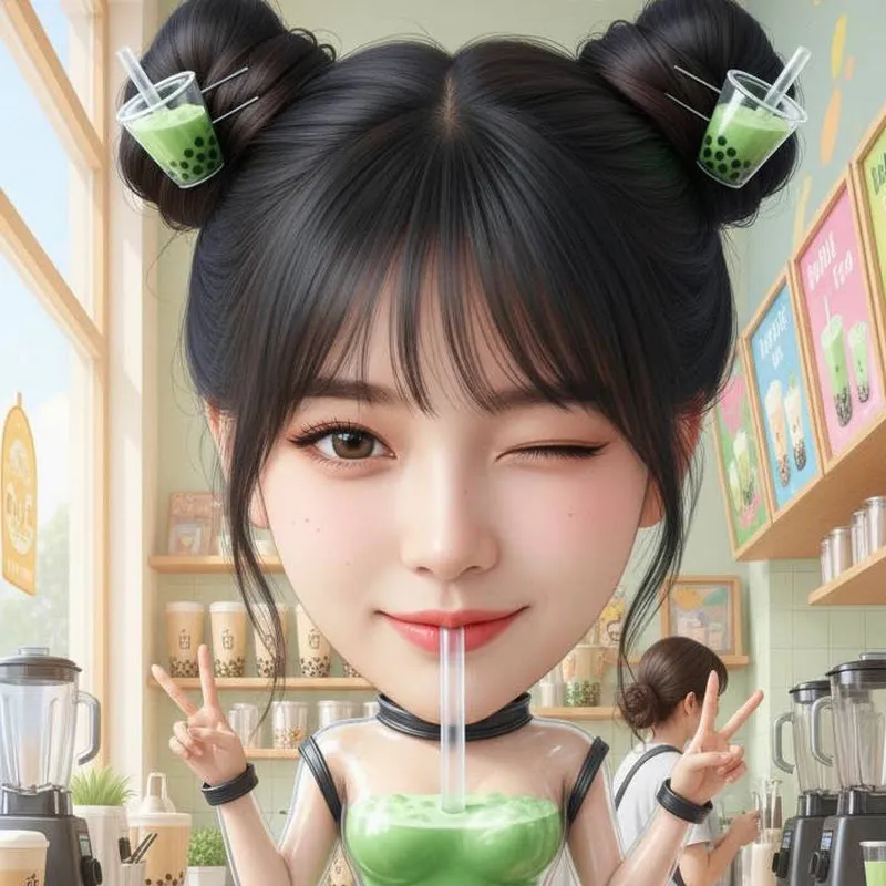 ชาเขียว' บวกชานม 'ʕ⁎̯͡⁎ʔみさお.🍵🍃